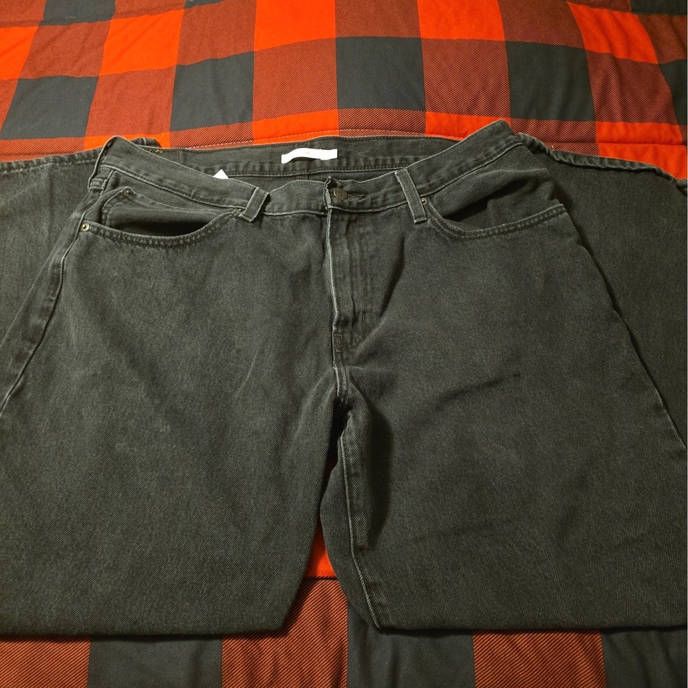 Levi 94 Baggy Wide Leg Jeans Womens 34 X 31 Black Wash Skater Relaxed Denim